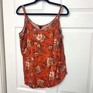 Plus Size Torrid Floral Burnt Orange Tank Top Size 1 (Size 14 / 16)